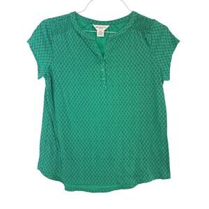 Liz Claiborne Petite Green and Blue Shirt with Buttons Women's Petite Small S